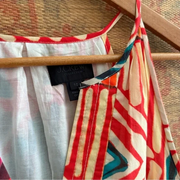 J. Crew Collection Geo Brushstroke Cotton Multi-color Sundress - Picture 3 of 6